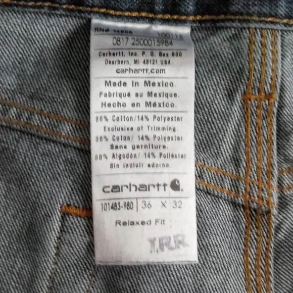 Carhartt Straight Leg Relaxed Fit Jeans Size 36 X 32